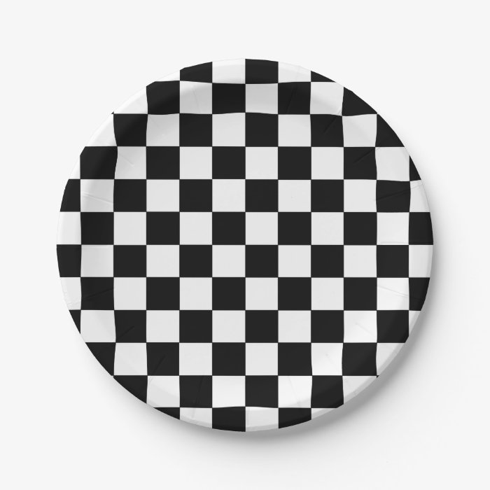 Checkered Black and White Paper Plate Zazzle