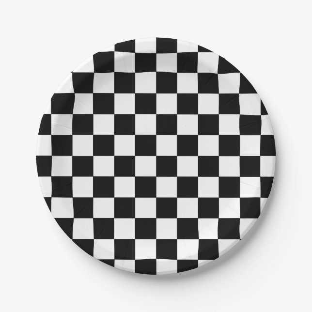 Checkered Black and White Paper Plates (Front)