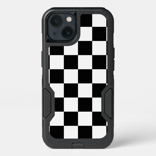 Checkered Black and White Pattern Otterbox iPhone Case (Back)