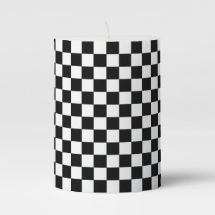 Checkered Black and White Pillar Candle