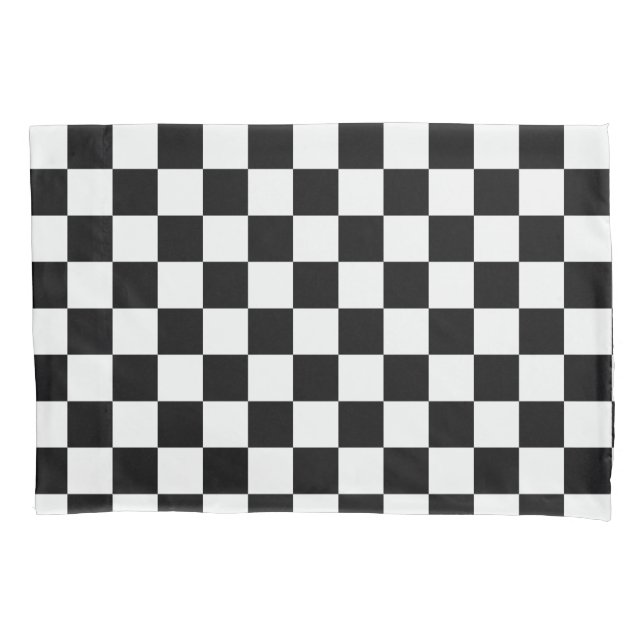 Checkered Black and White Pillow Case (Front)