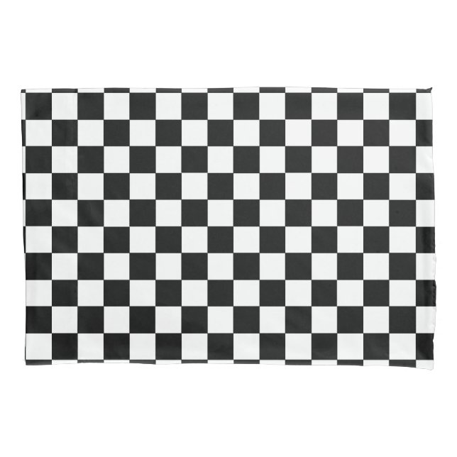 Checkered Black and White Pillow Case (Front)
