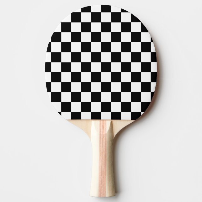 Checkered Black and White Ping Pong Paddle (Front)