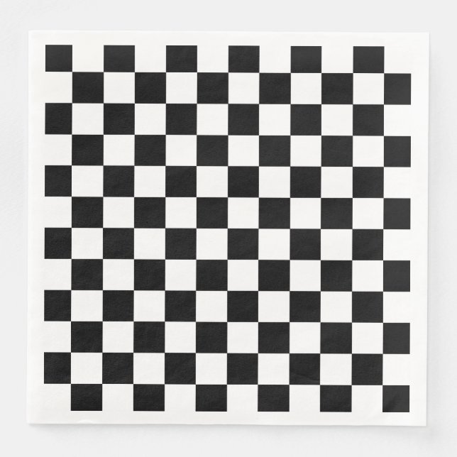 Checkered Black and White Race Paper Dinner Napkins (Front)