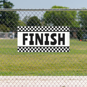 Checkered Black and white Racing Finish Line Banner