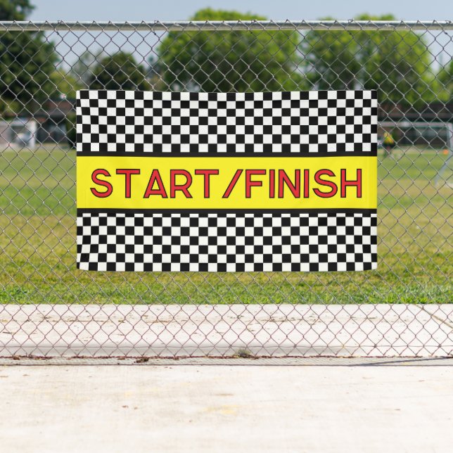 Checkered Black and white Racing START finish Line Banner (Insitu)