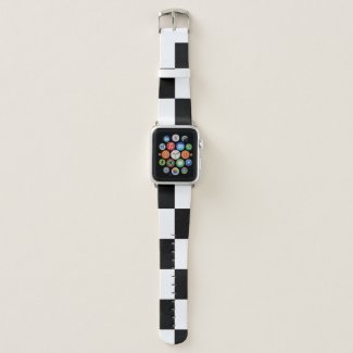 Checkered Black and White Rectangles Apple Watch Band