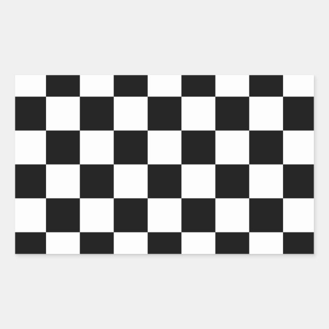 Checkered Black and White Rectangular Sticker (Front)
