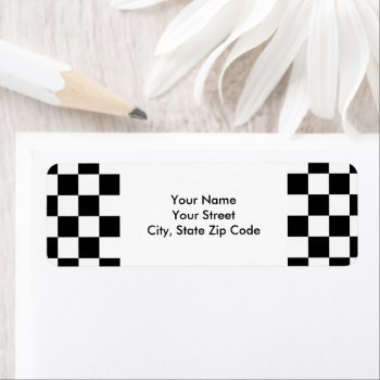 Checkered Black And White Return Address Label by RocklawnArts at Zazzle