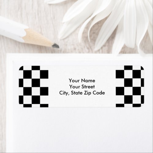 Checkered Black and White return address label