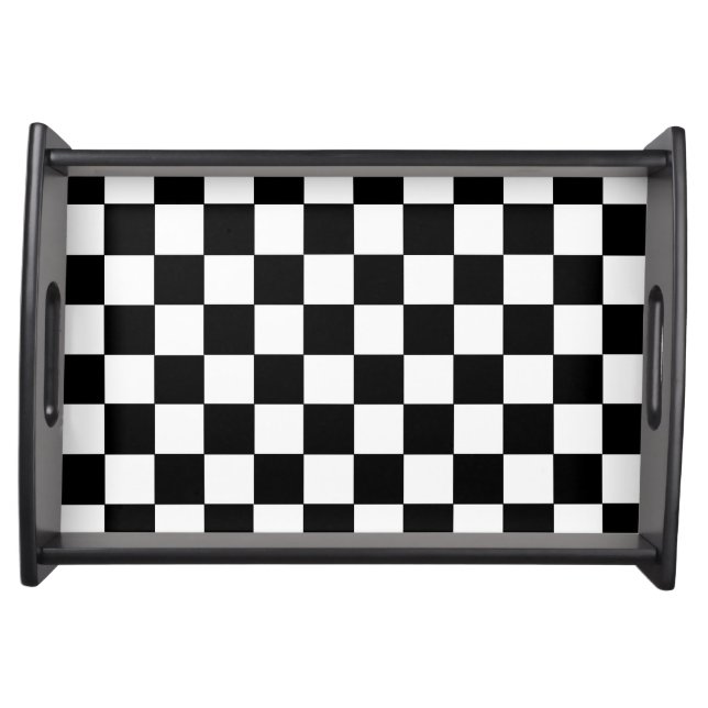 Checkered Black and White Serving Tray (Front)