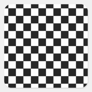 Checkered Black and White Square Sticker
