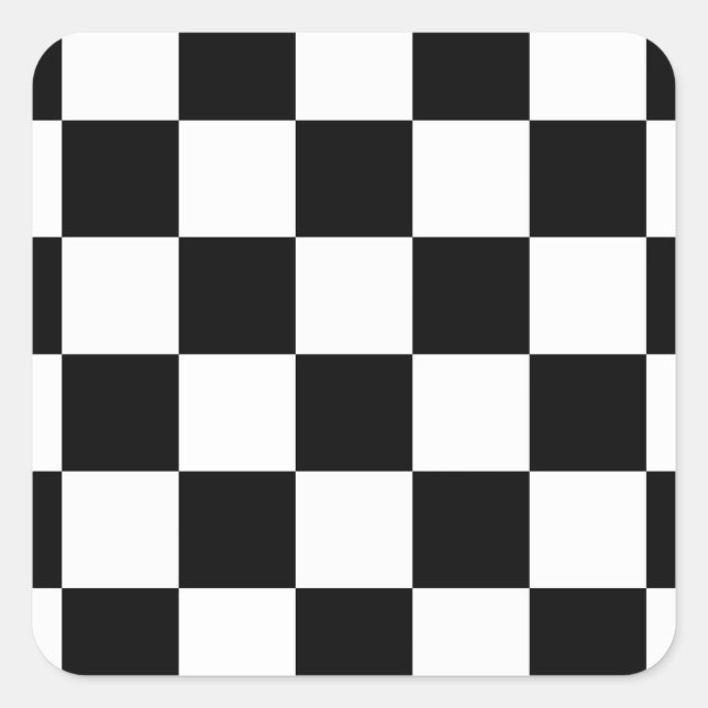 Checkered Black and White Square Sticker (Front)