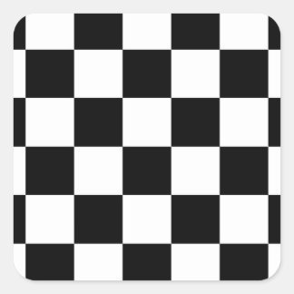 Checkered Black and White Square Sticker