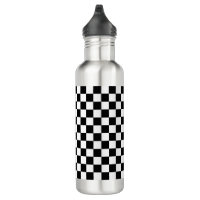 Black and White Checkered Water Bottle