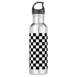 Checkered Black and White Stainless Steel Water Bottle