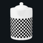 Checkered Black and White Teapot<br><div class="desc">Abstract digital art of black and white squares in a checkered formation.</div>