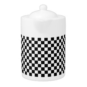 Checkered Black and White Teapot