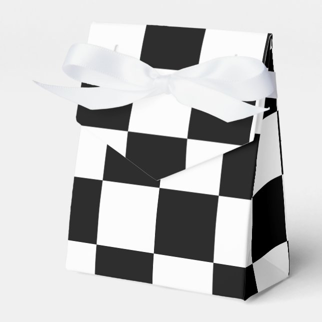 Checkered Black and White tent favor box (Front Side)