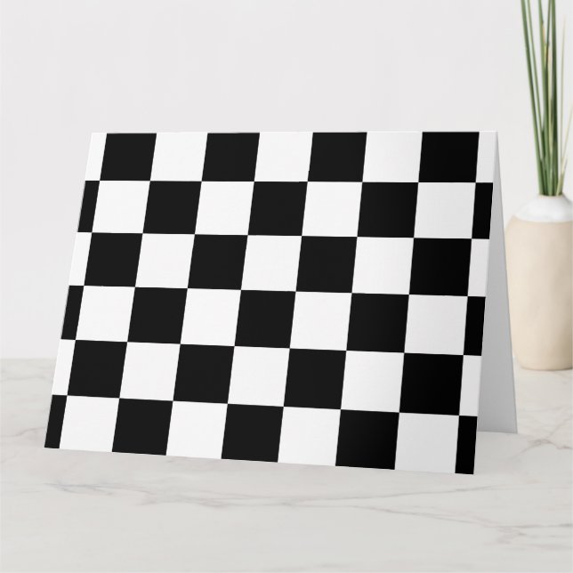 Checkered Black and White Thank You Card (Front)