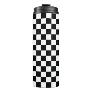 Checkered Black and White Thermal Tumbler