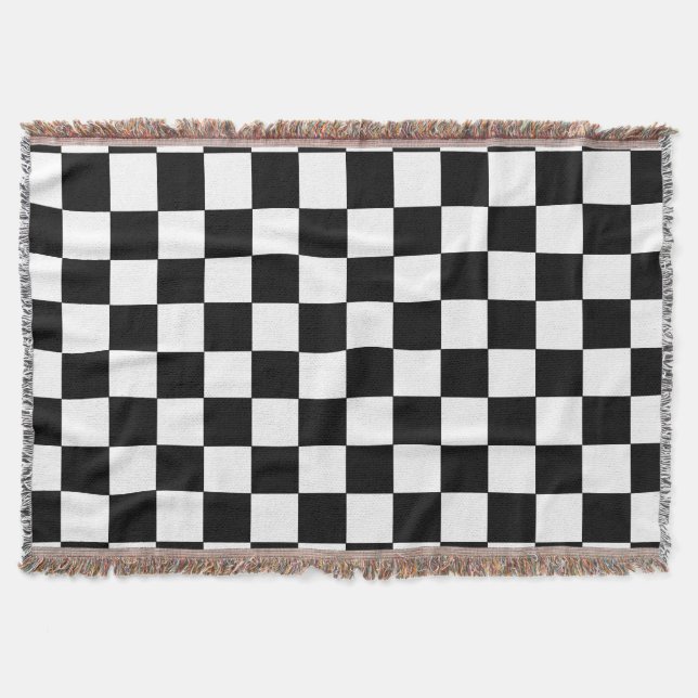 Checkered Black and White Throw Blanket (Front)
