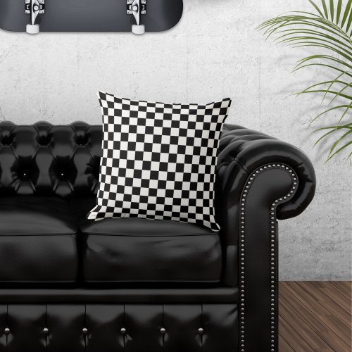 Checkered Black and White  Throw Pillow