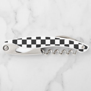 Checkered Black and White Waiter's Corkscrew
