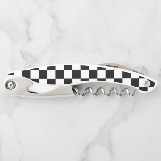 Checkered Black and White Waiter's Corkscrew (Front)