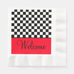 Checkered Black and White Welcome Napkins