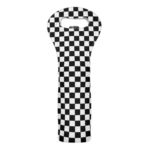 Checkered Black and White Wine Bag