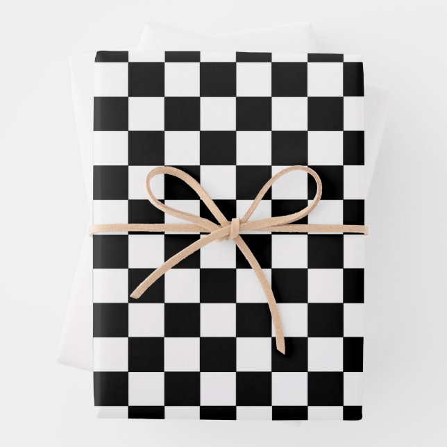 Checkered Black and White Wrapping Paper Sheets (In situ)