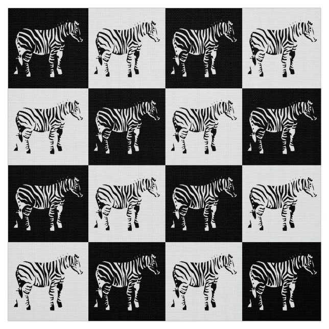 Checkered Black And White Zebra Fabric (Swatch)