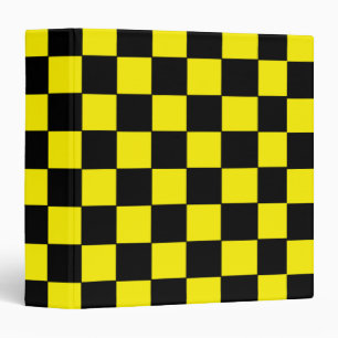 Checkered Black and Yellow 3 Ring Binder