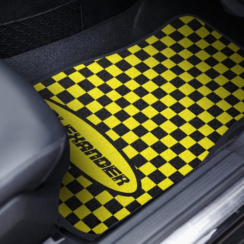 Checkered Black and Yellow Car Floor Mat