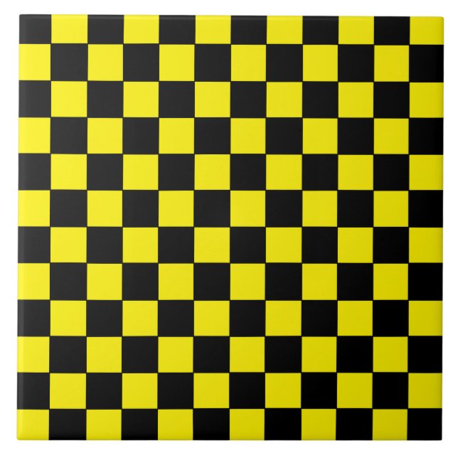 Checkered Black and Yellow Ceramic Tile (Front)