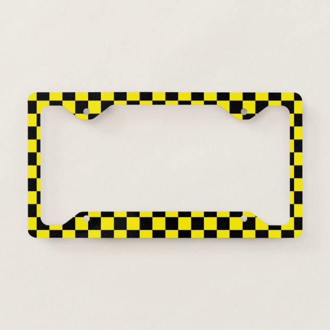 Checkered Black and Yellow License Plate Frame (Front)