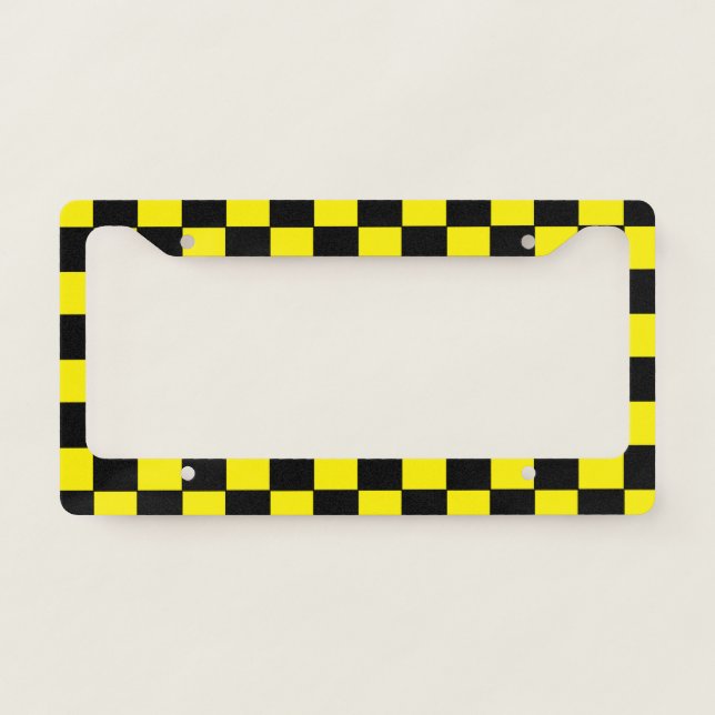Checkered Black and Yellow License Plate Frame (Front)
