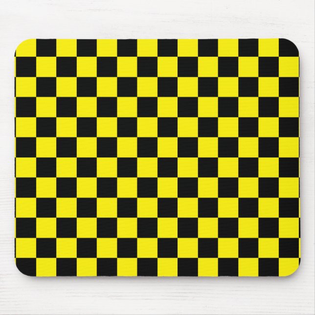 Checkered Black and Yellow Mouse Pad (Front)