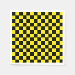 Checkered Black and Yellow Napkins