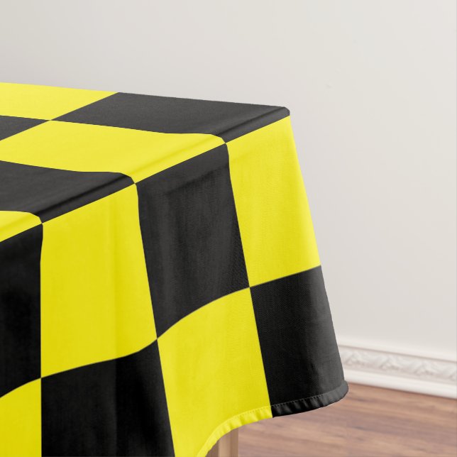 Checkered Black and Yellow Tablecloth (In Situ)
