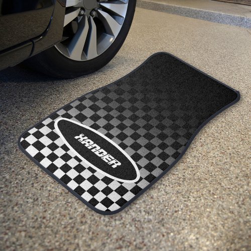 Checkered Black Fade Car Floor Mat
