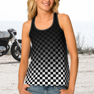 Checkered Black Fade Tank Top