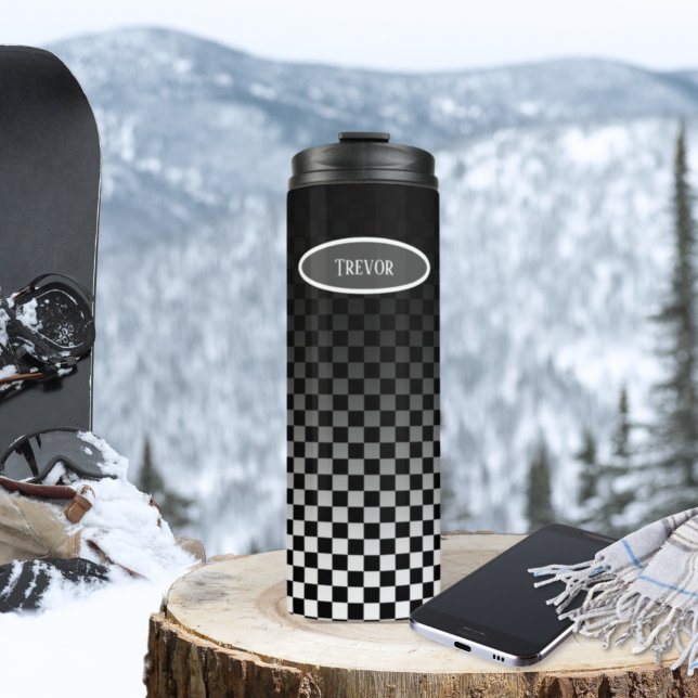 Checkered Black Fade Thermal Tumbler (Creator Uploaded)