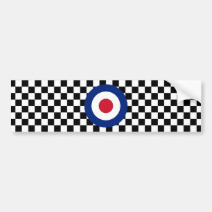 Checkered Black Racing Target Mod Bumper Sticker