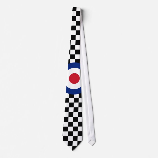 Checkered Black Racing Target Mod Neck Tie (Front)