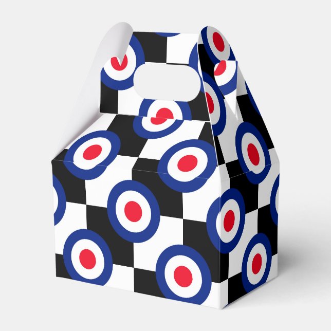 Checkered Black Racing Target Mod Party Favor Boxes (Front Side)