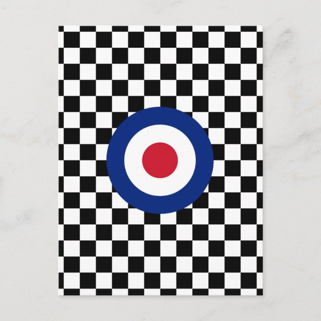 Checkered Black Racing Target Mod Postcard (Front)