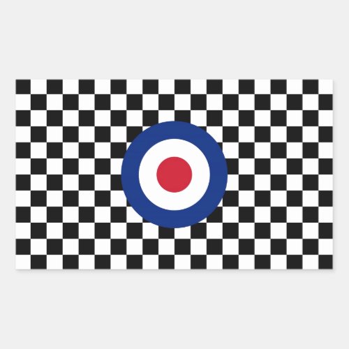 Checkered Black Racing Target Mod Rectangular Sticker