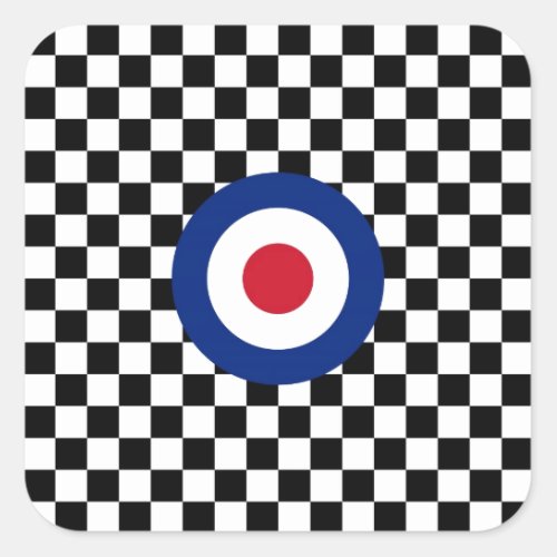 Checkered Black Racing Target Mod Square Sticker